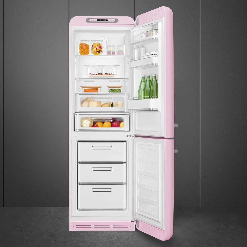 SMEG FAB32RPK6 Отдельностоящий двухдверный холодильник, стиль 50-х годов, 60 см, розовый, No-frost, 