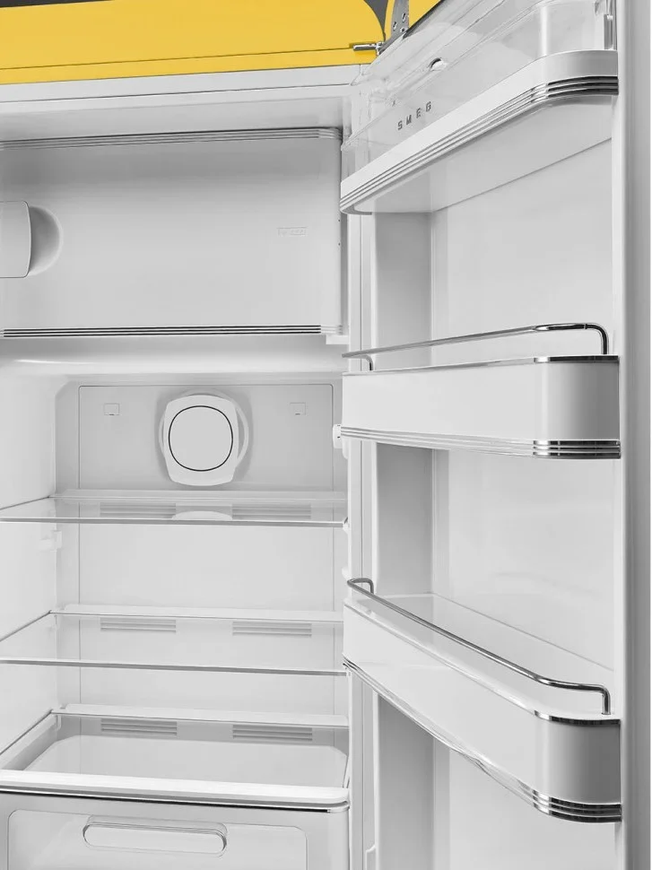 SMEG FAB28RYW6 Отдельностоящий однодверный холодильник, стиль 50-х годов, 60 см, желтый, петли справ